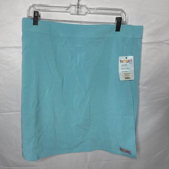RipSkirt Hawaii Women's Wrap Skirt Sz L Knee Length 2 Aqua Mini Blue Curacao New - Picture 1 of 7
